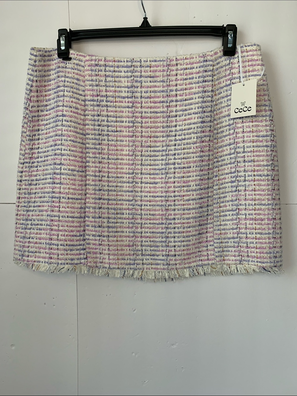 NWT CeCe Pastel Lavender Tweed Mini Skirt Size 12